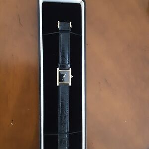 Elegant Black Leather Strap Watch